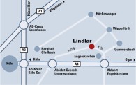 Anfahrtsskizze nach Lindlar über A4 und A3