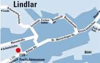 Eine Anfahrtsskizze zum LVR-Freilichtmuseum Lindlar